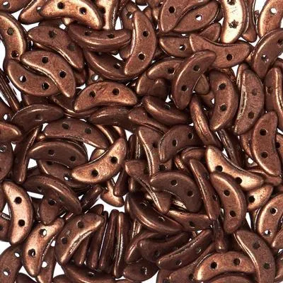 10mm Saturated Metallic Tan 2-Hole Crescent CzechMates Czech Glass Beads