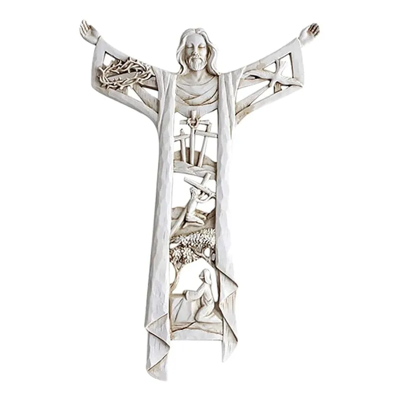 A Risen Christ Wall Cross Statue