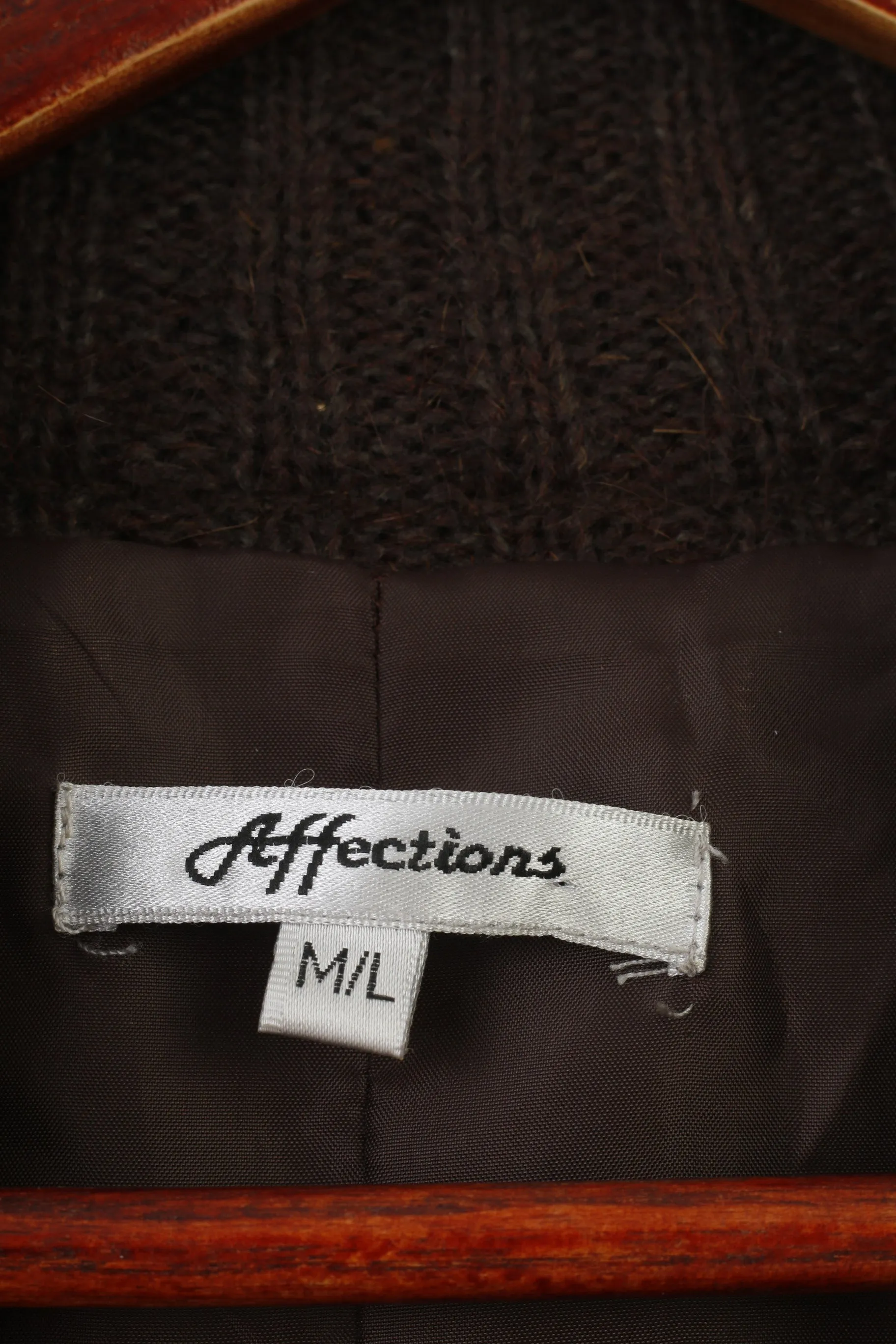 Affections Woman M/L Jumper Khaki Flower Wool Bottoms Shoulder Pads Vintage Sweater Classic Top