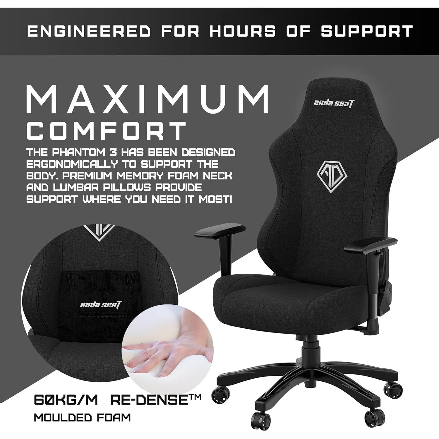 Anda Seat Phantom 3 Pro Gaming Chair - Black - Open Box