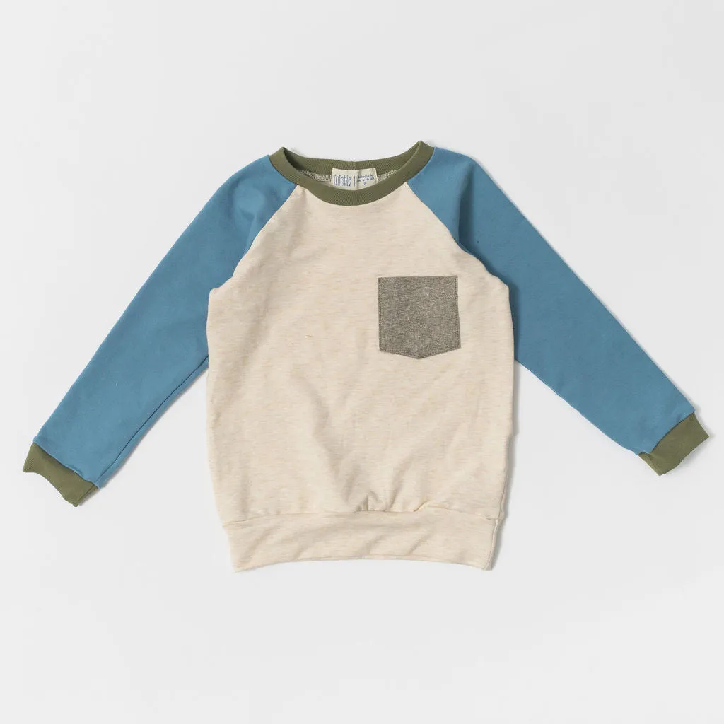 Bamboo Raglan Pullover in Flax   Tide