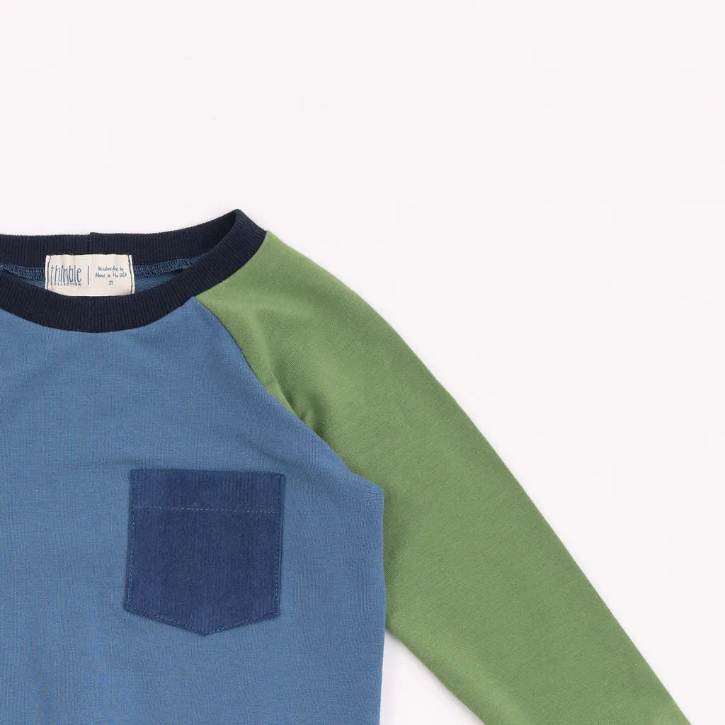 Bamboo Raglan Pullover in Pacific Colorblock