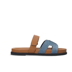 Bibi Lou Minty Celeste Leather Flat Sandals