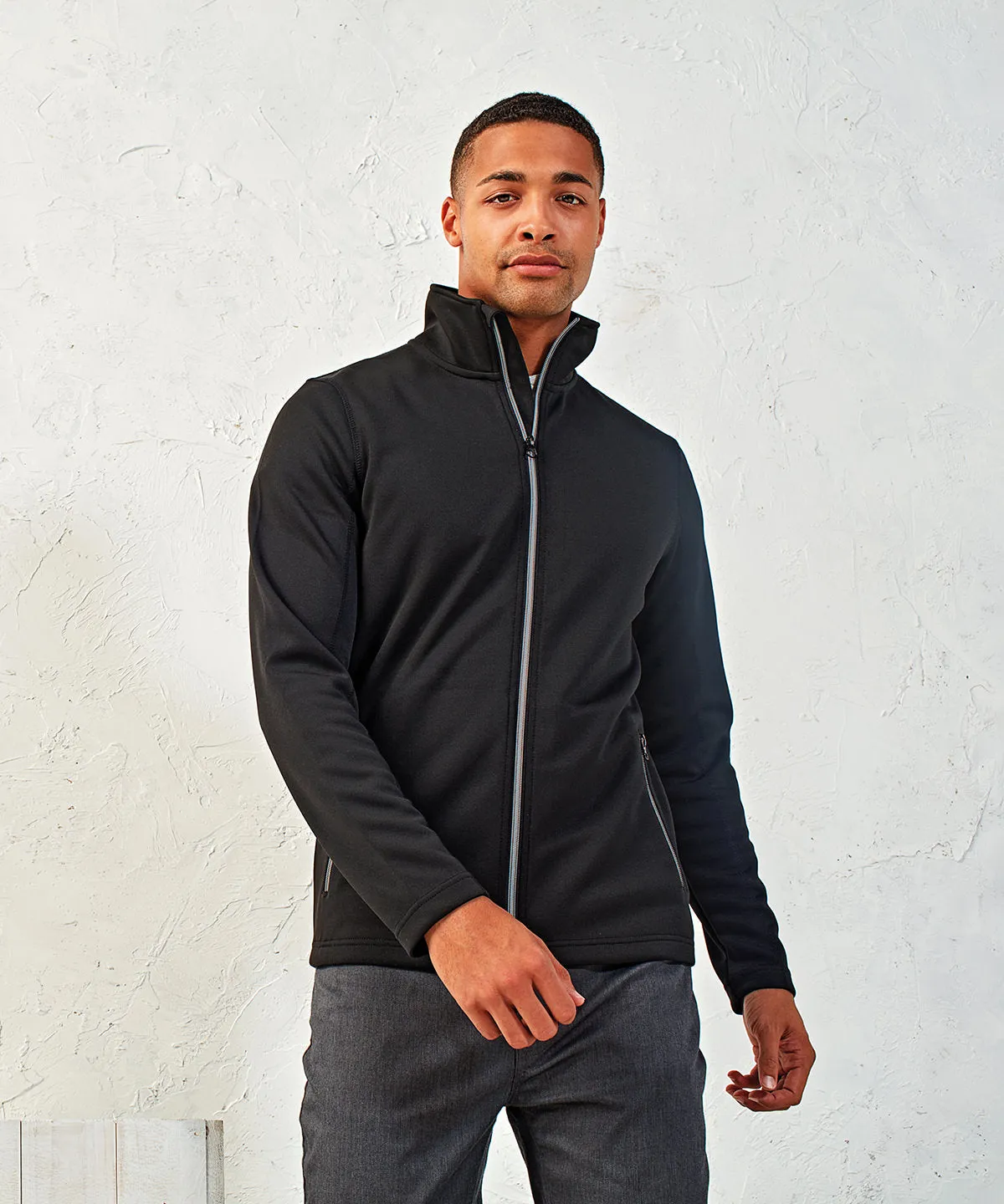 Black - Men's spun dyed sustainable zip-through sweatshirt