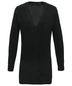 Black - Women's longline knitted cardigan