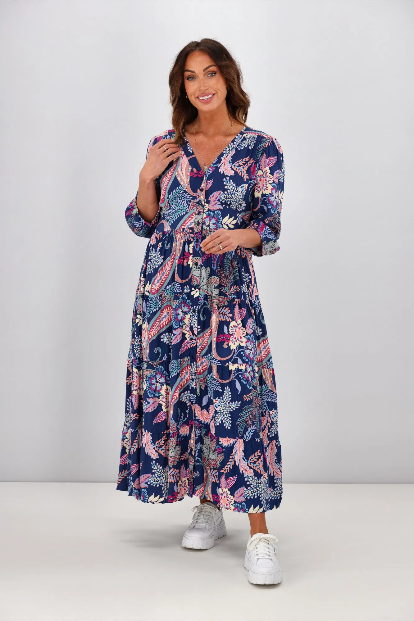 Boho Australia Gillespie Midi Dress Navy