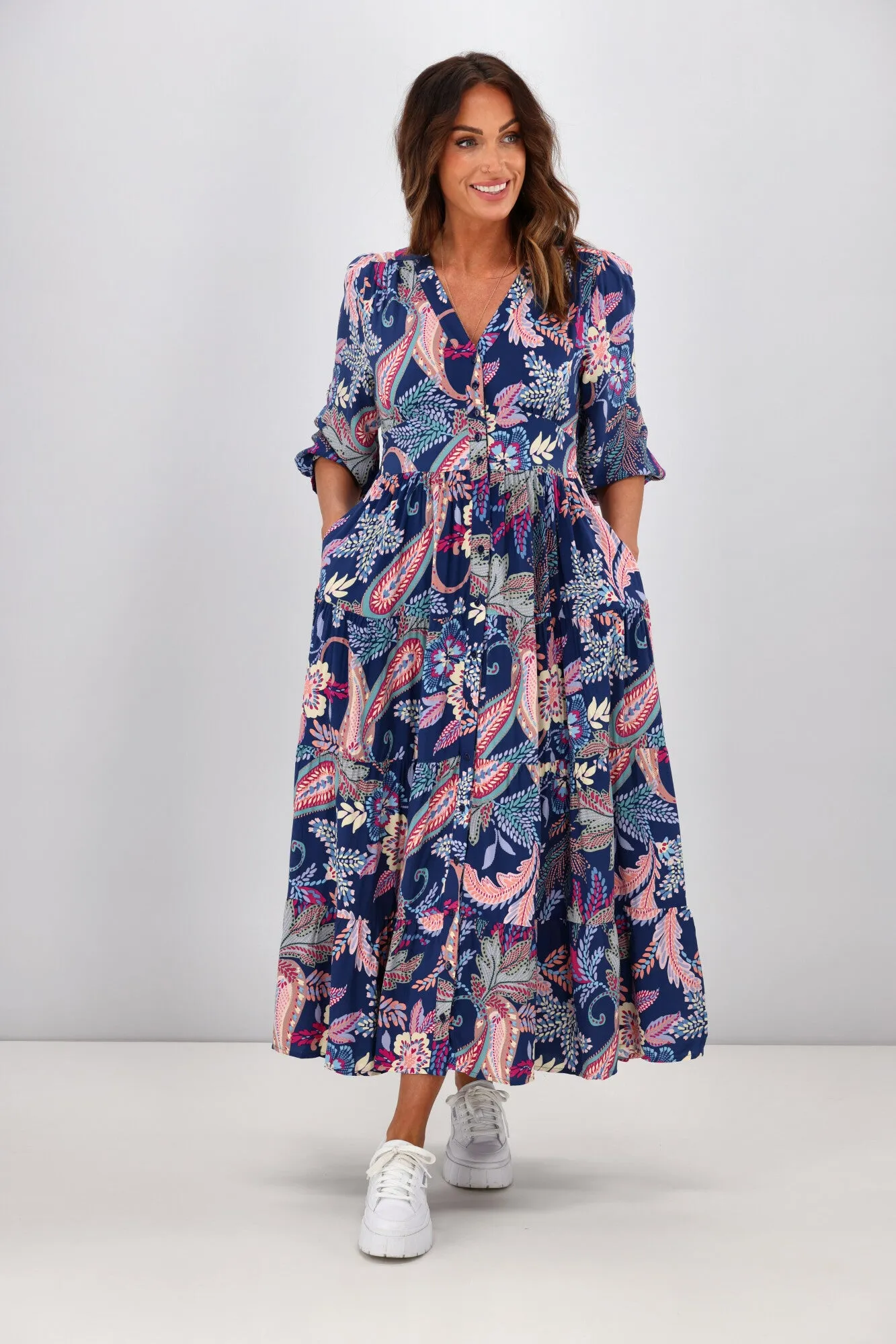 Boho Australia Gillespie Midi Dress Navy