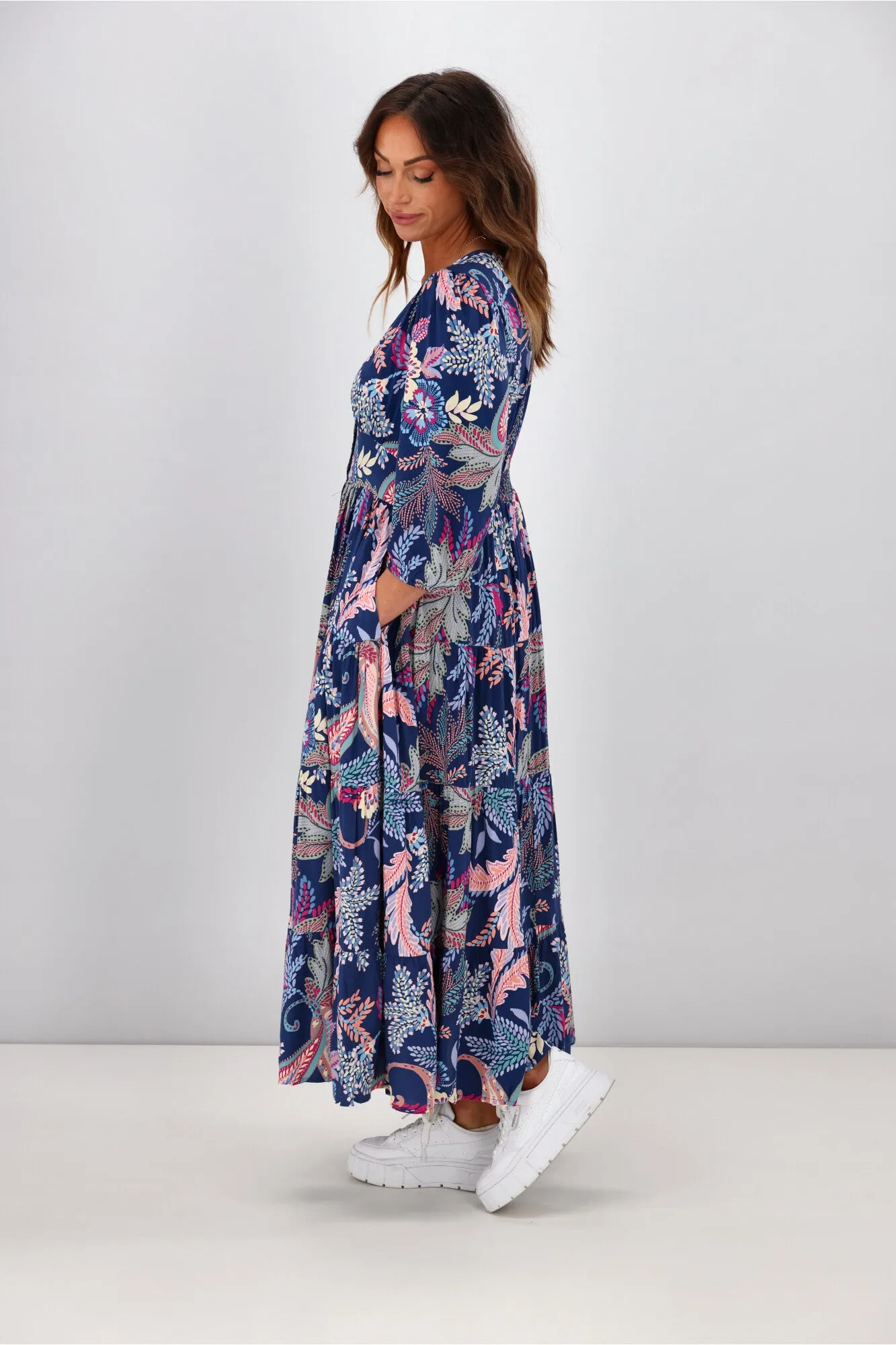 Boho Australia Gillespie Midi Dress Navy