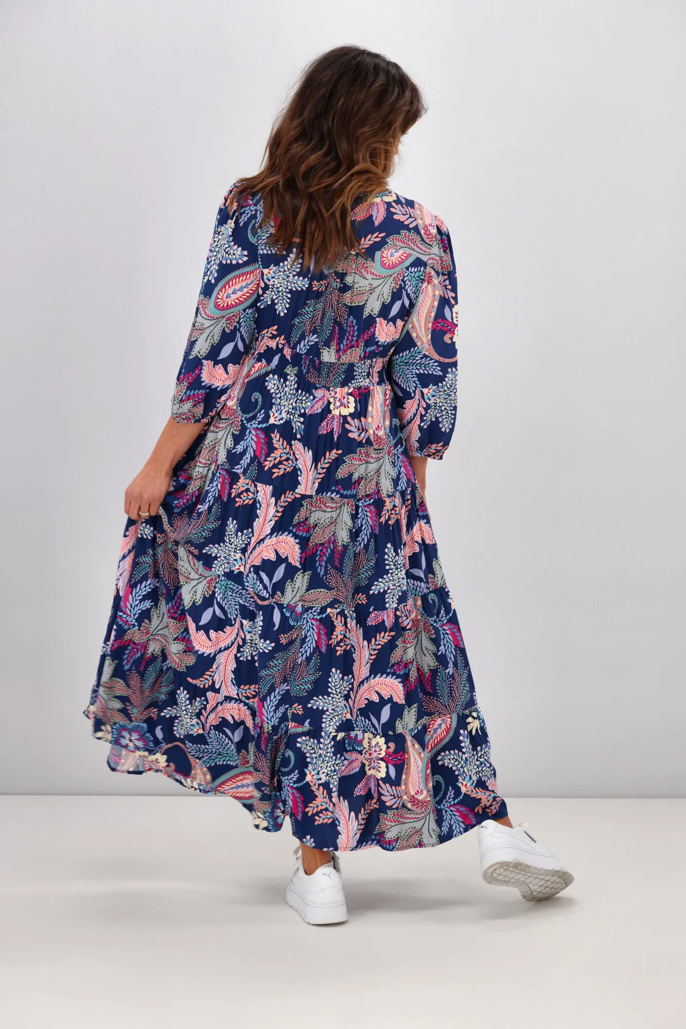 Boho Australia Gillespie Midi Dress Navy