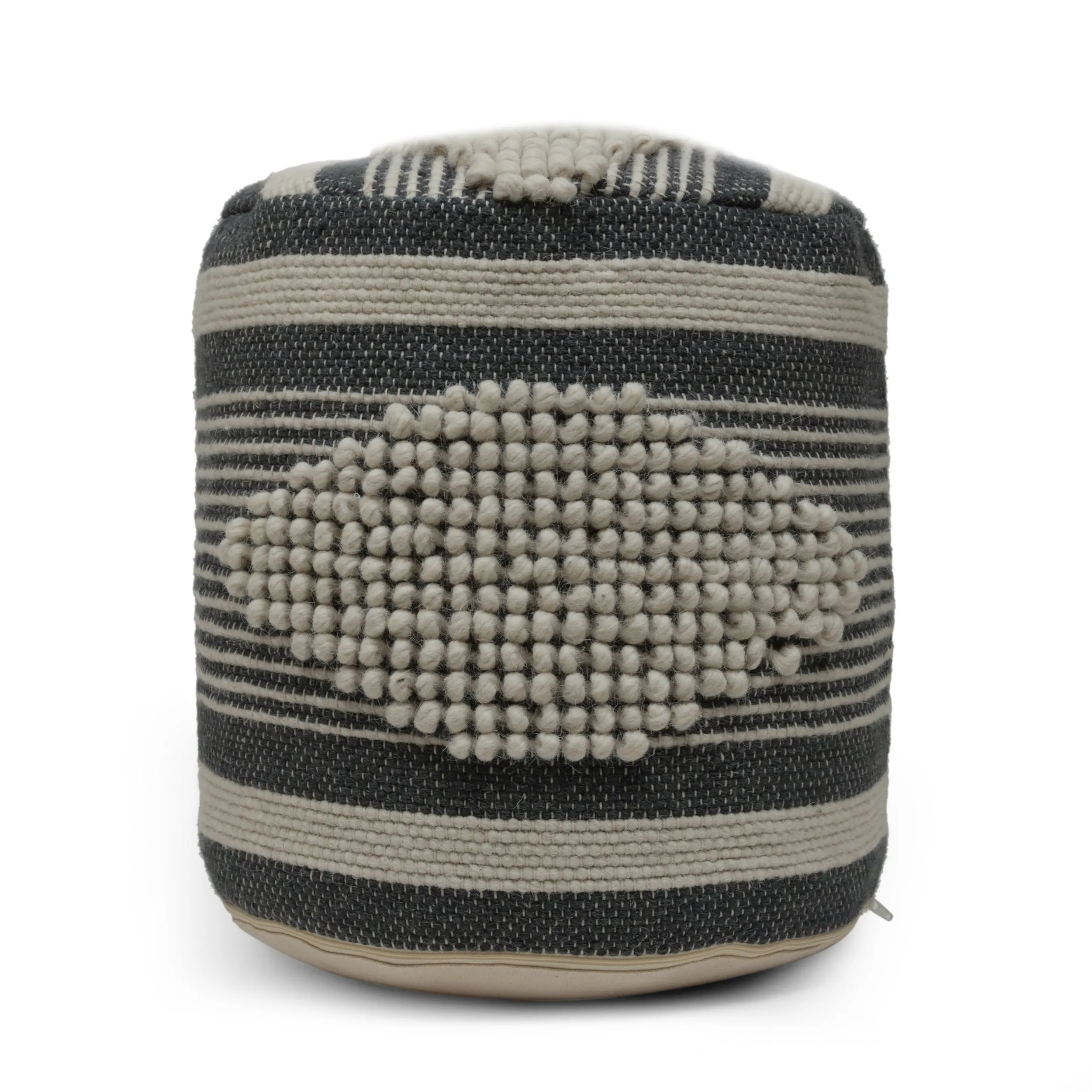 Boho Handcrafted Fabric Cylinder Pouf - NH672513