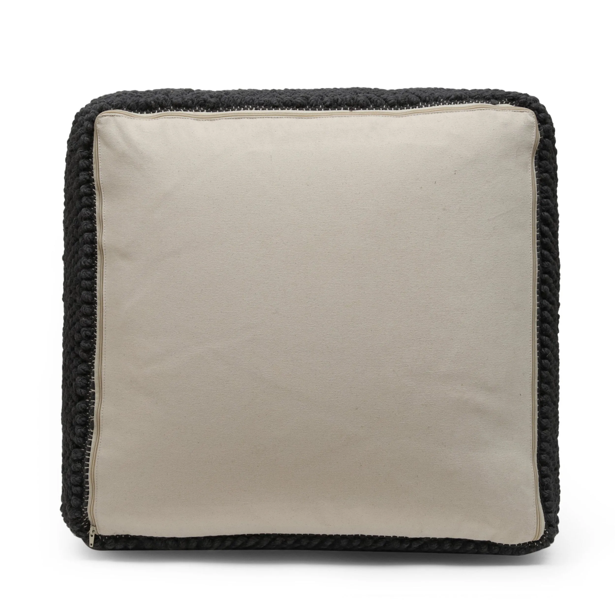 Boho Handcrafted Tufted Fabric Square Pouf - NH802513