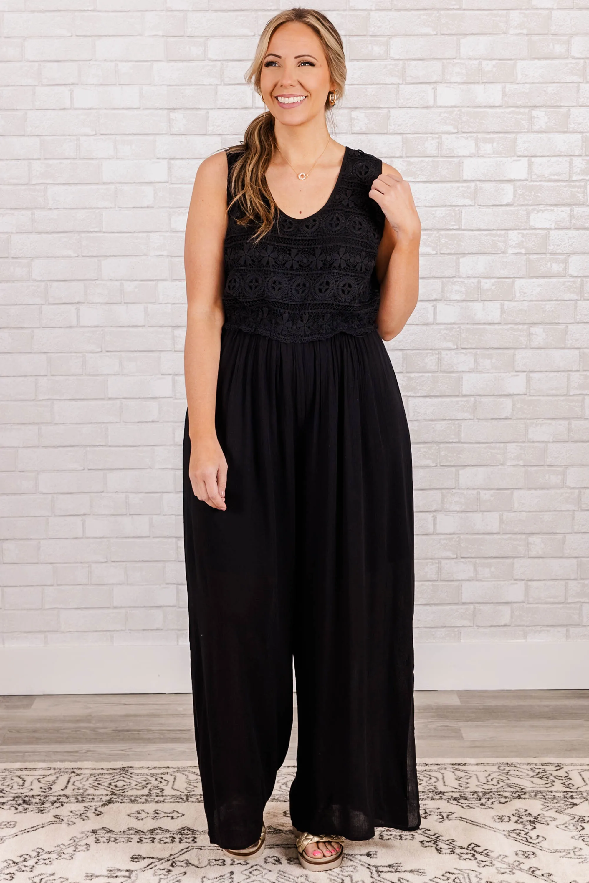 Boho In Lace Jumpsuit, Black