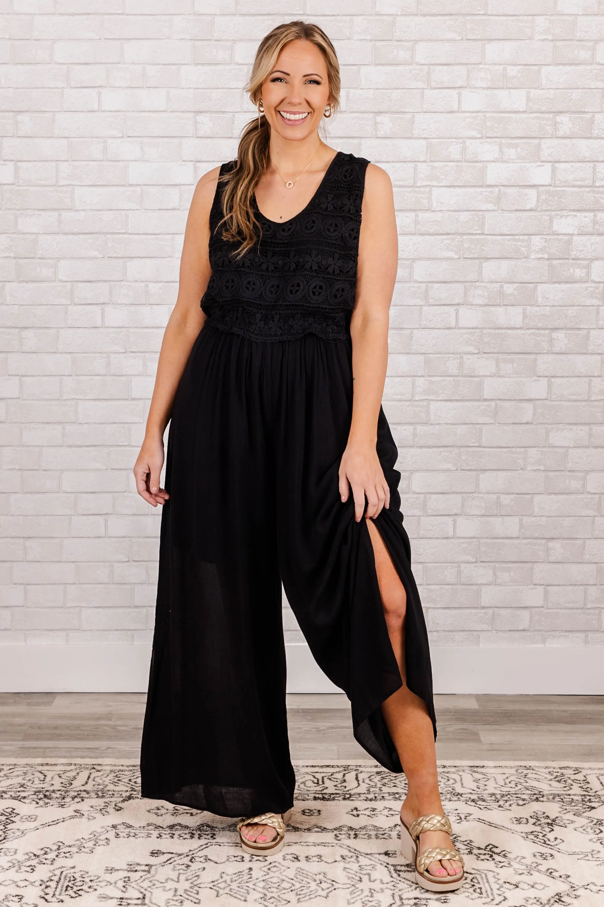 Boho In Lace Jumpsuit, Black