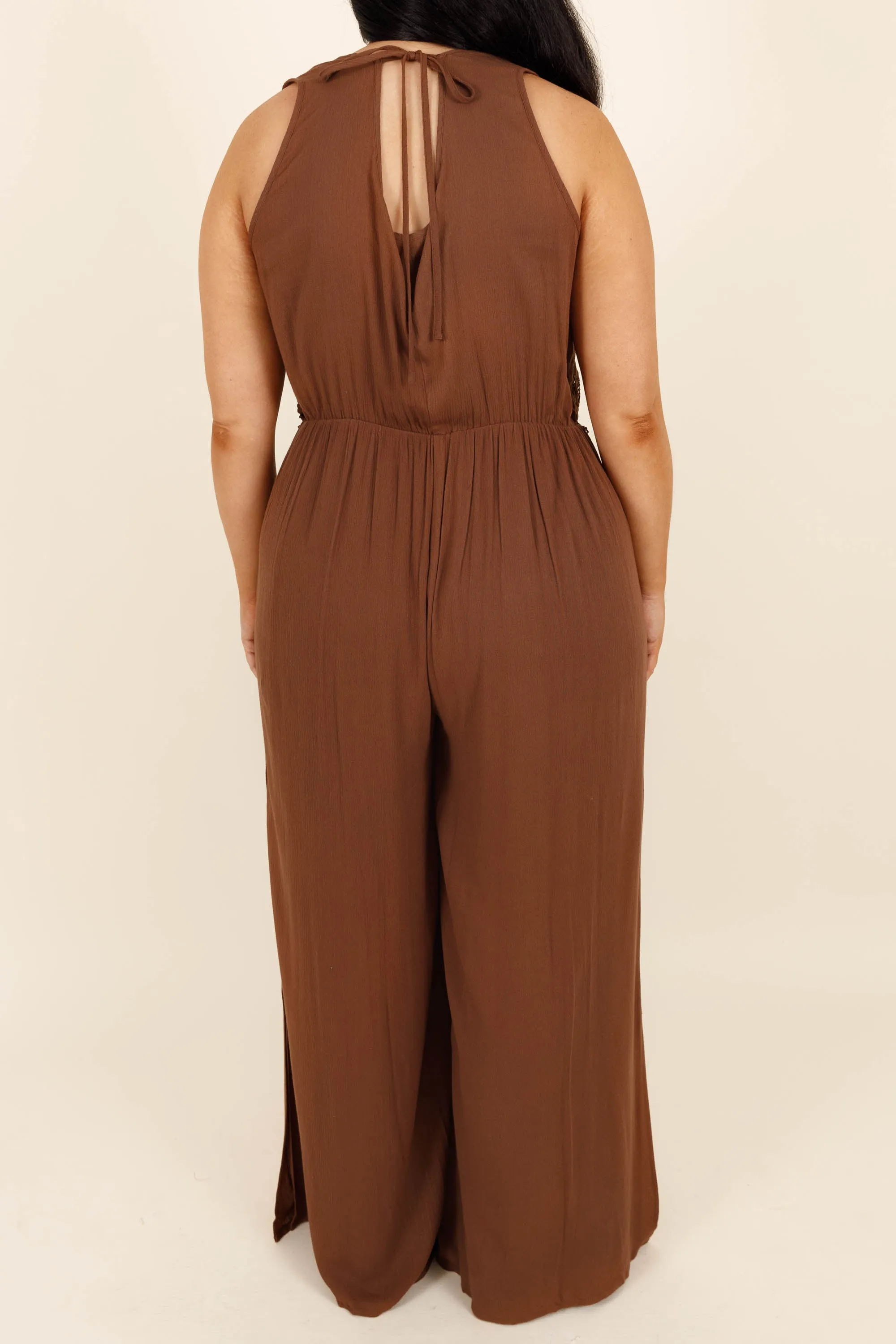 Boho In Lace Jumpsuit, Brown