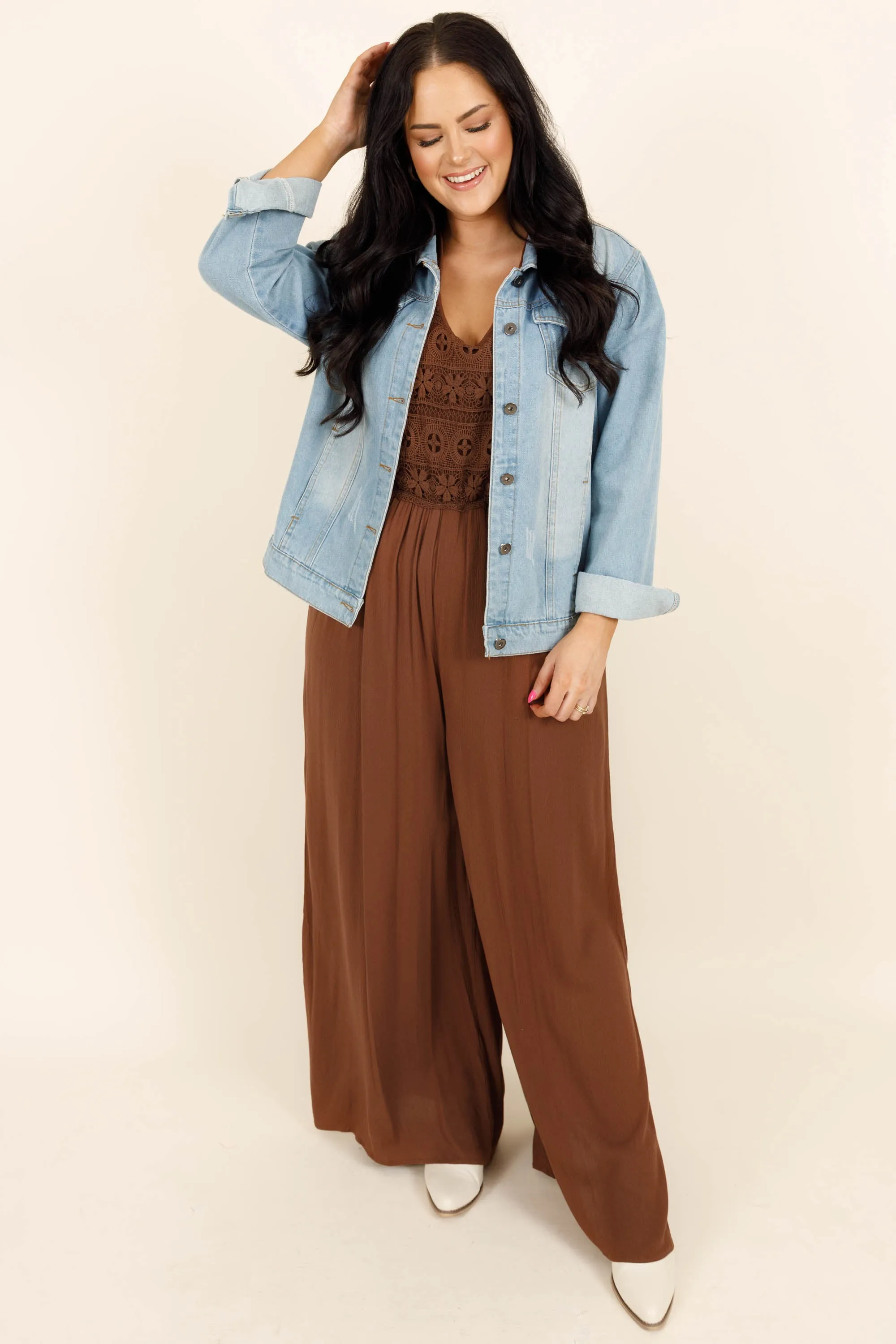 Boho In Lace Jumpsuit, Brown