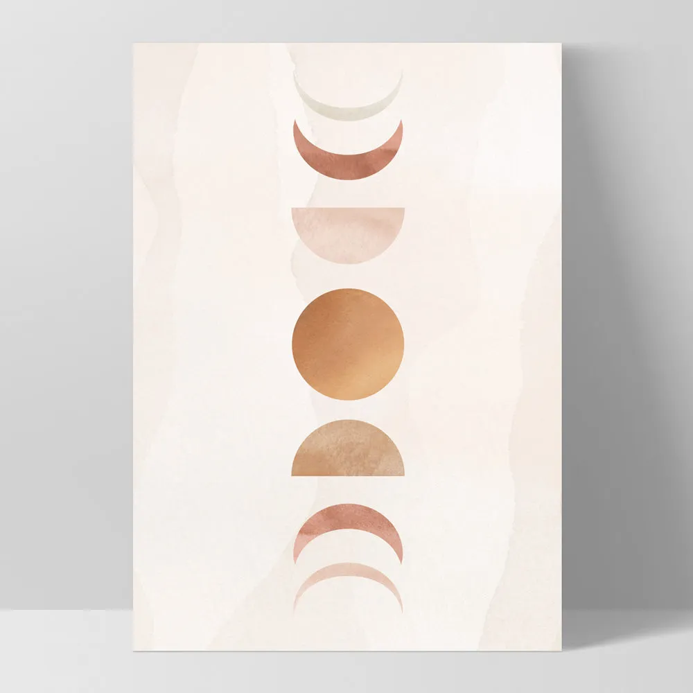 Boho Sun Moon Phases in Watercolour II - Art Print