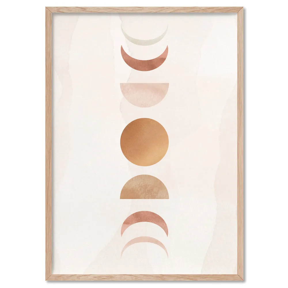 Boho Sun Moon Phases in Watercolour II - Art Print