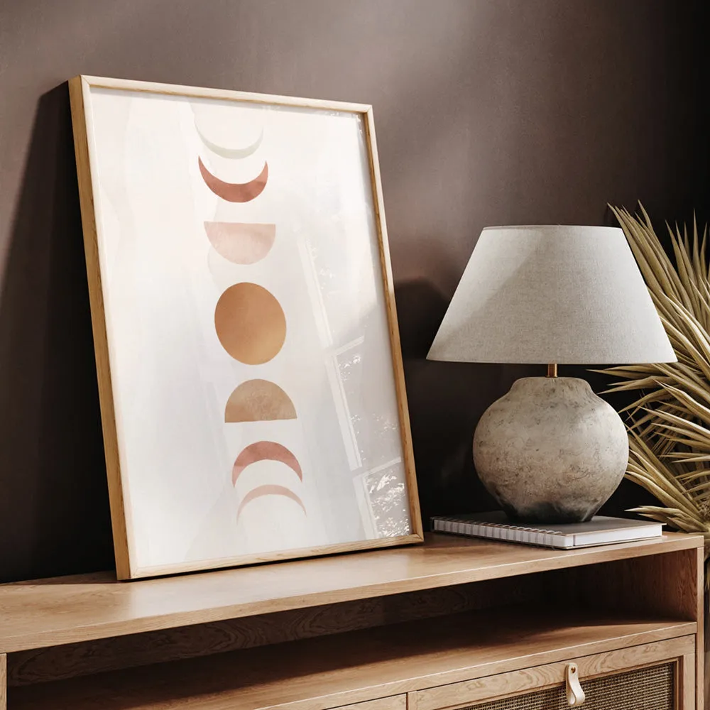 Boho Sun Moon Phases in Watercolour II - Art Print