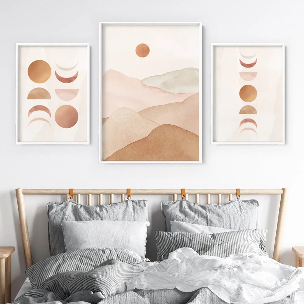 Boho Sun Moon Phases in Watercolour II - Art Print