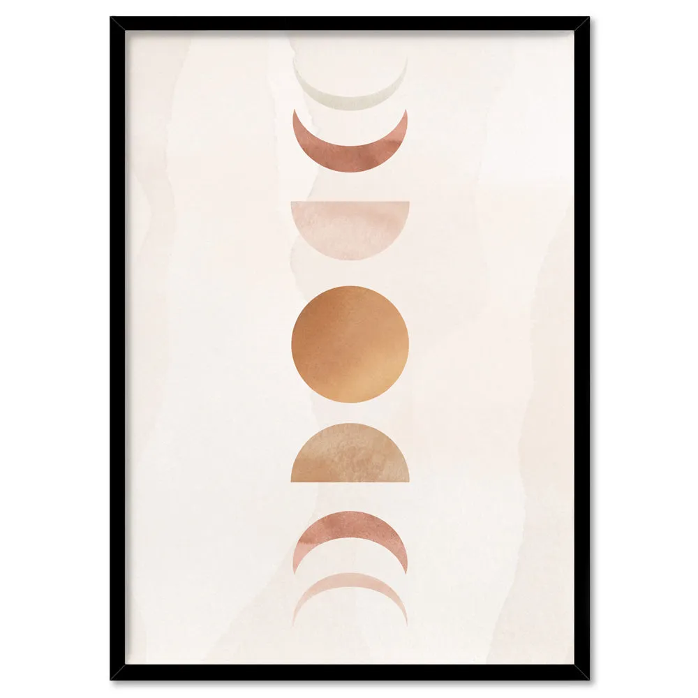 Boho Sun Moon Phases in Watercolour II - Art Print