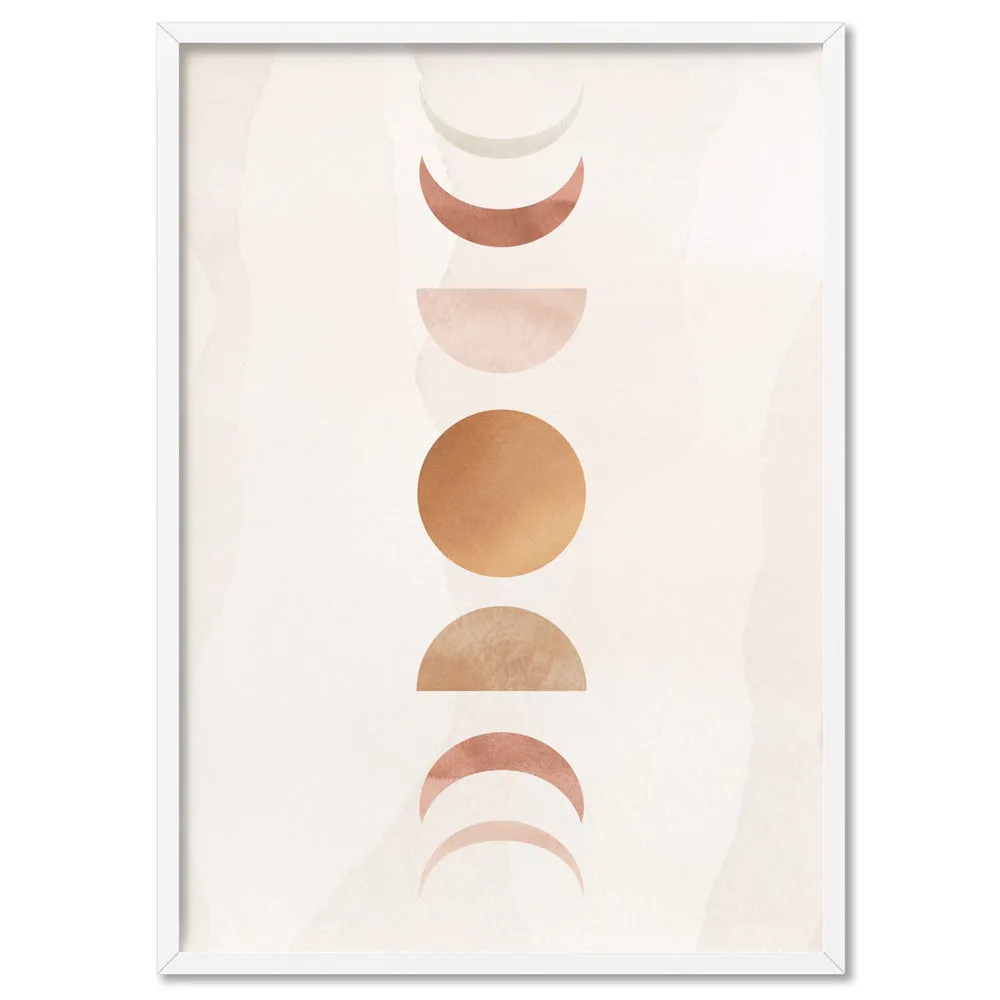 Boho Sun Moon Phases in Watercolour II - Art Print