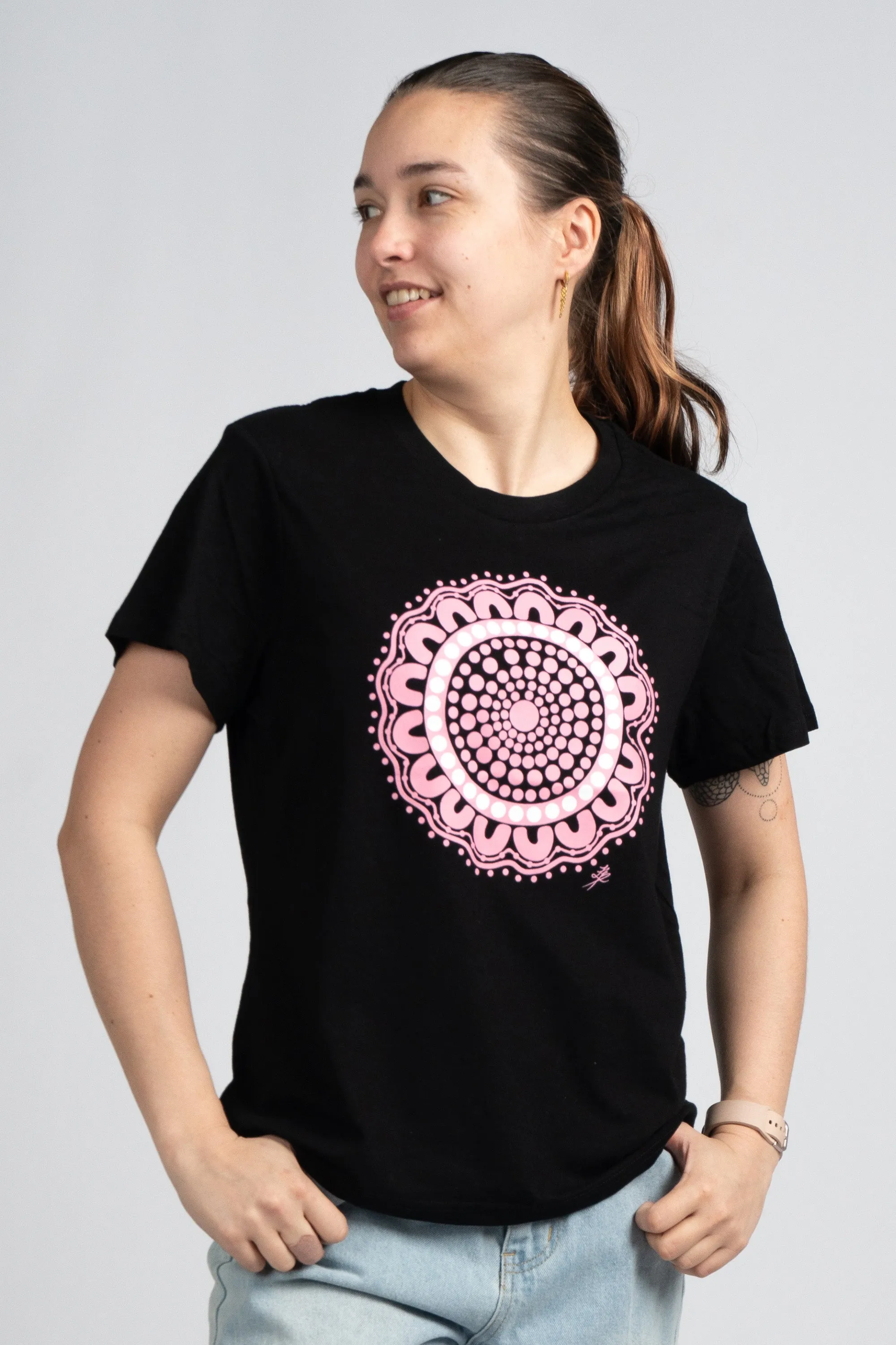 Boobie Sista Black Cotton Crew Neck Women's T-Shirt