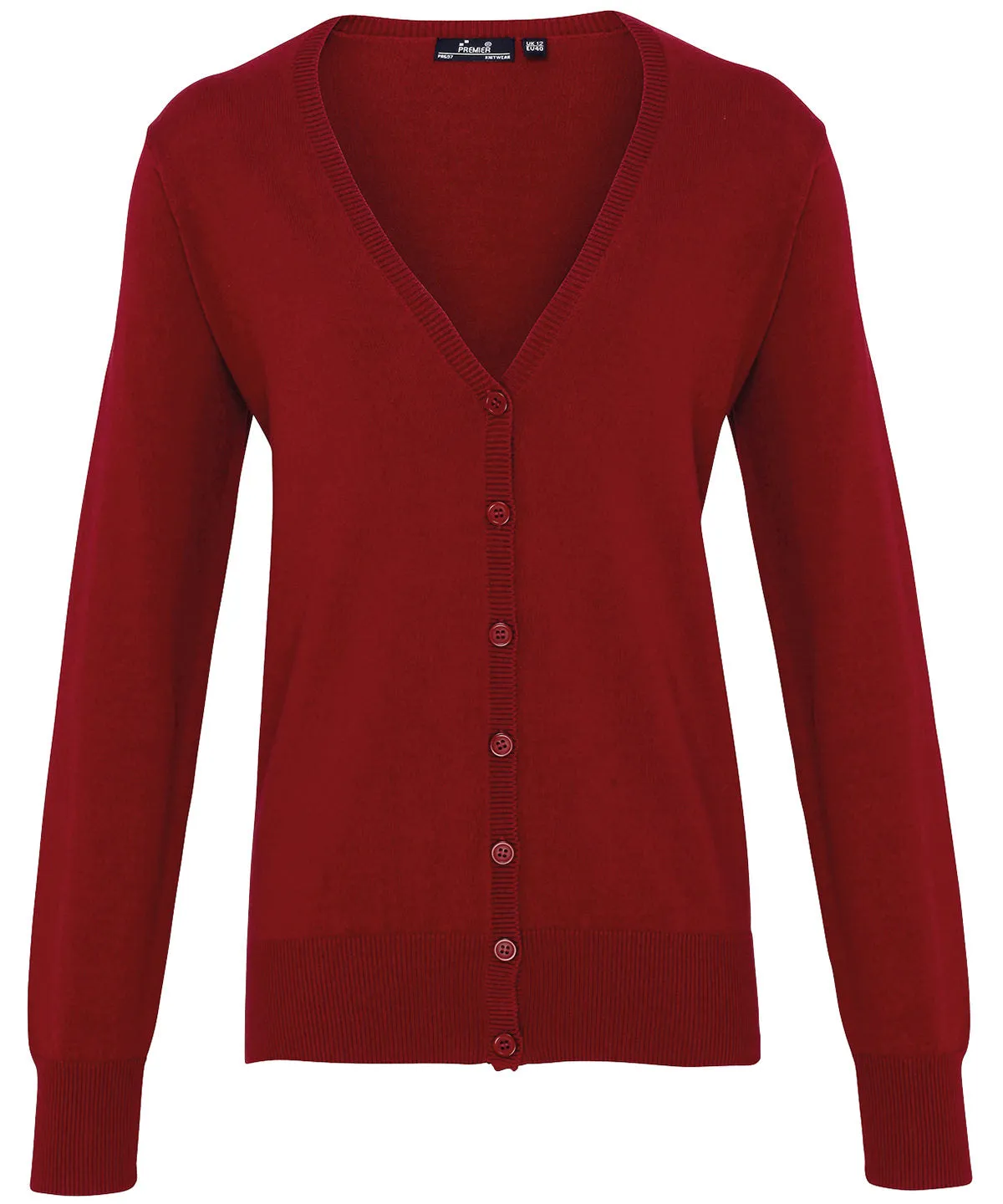 Burgundy - Women's button-through knitted cardigan