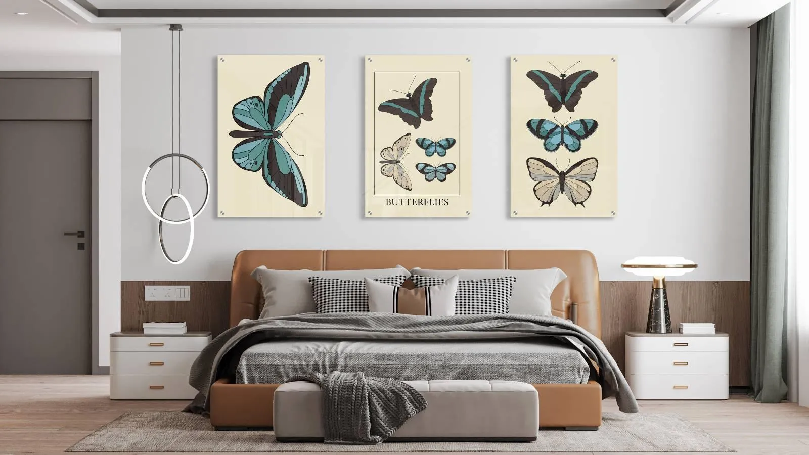 Butterflies Pattern Set of 3 Prints Modern Wall Art Modern Artwork