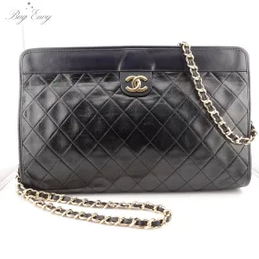 CHANEL Lambskin French Frame Clutch with Chain