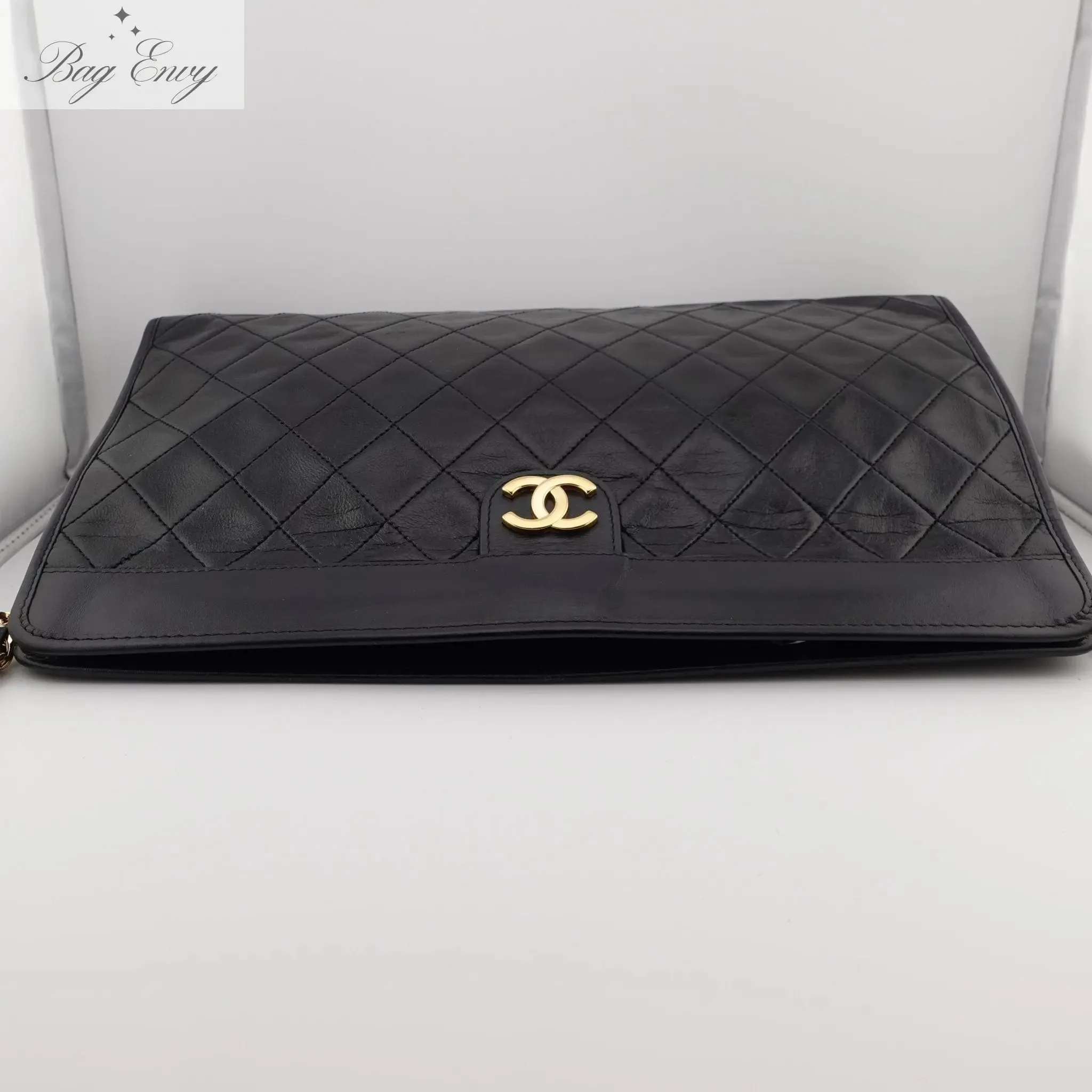 CHANEL Lambskin French Frame Clutch with Chain