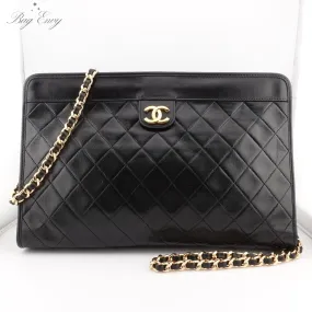 CHANEL Lambskin French Frame Clutch with Chain