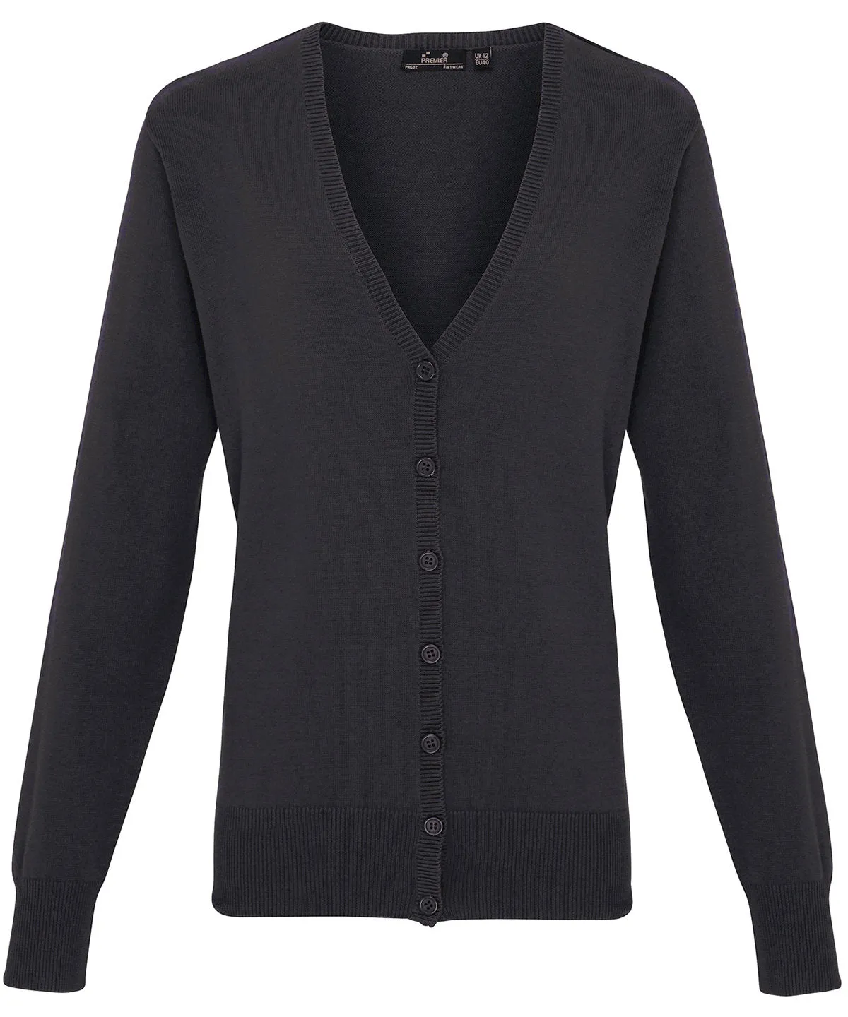 Charcoal - Women's button-through knitted cardigan