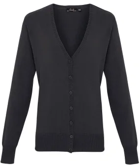 Charcoal - Women's button-through knitted cardigan