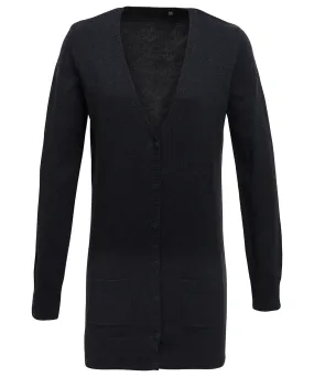 Charcoal - Women's longline knitted cardigan