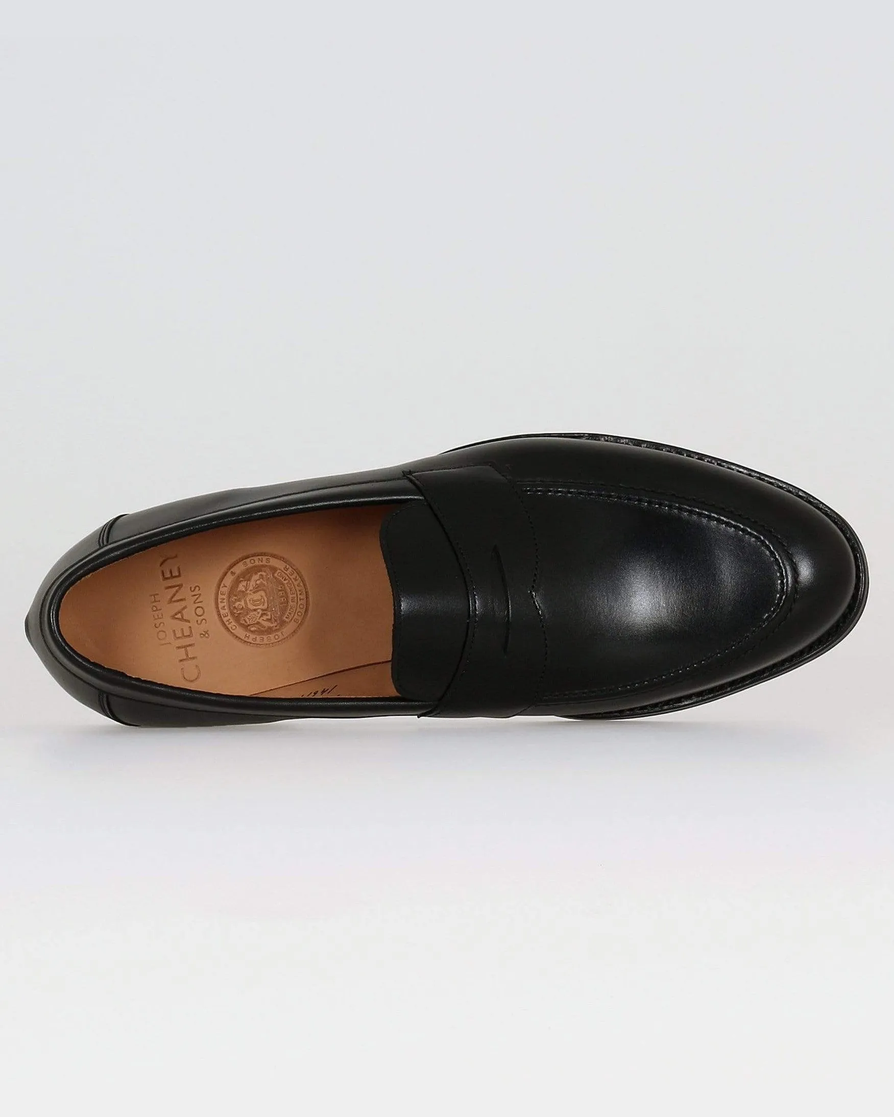 Cheaney Hadley Penny Loafer - Black Calf Leather