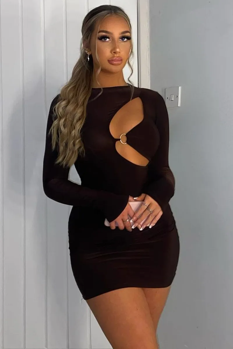 Chocolate Ring Front Mini Dress - Keilani