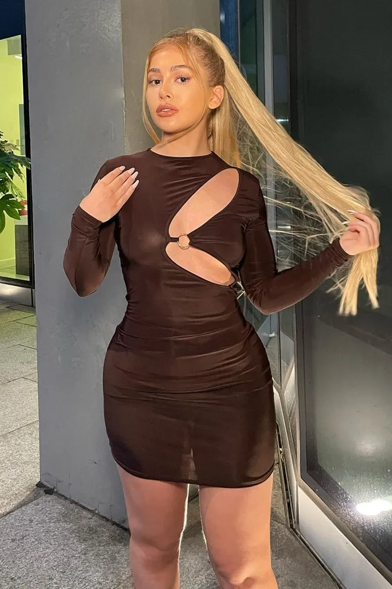 Chocolate Ring Front Mini Dress - Keilani