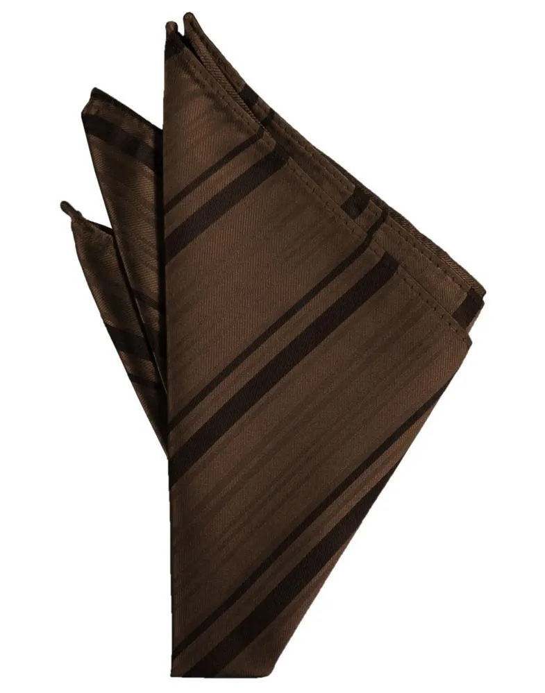 Chocolate Striped Satin Pocket Square