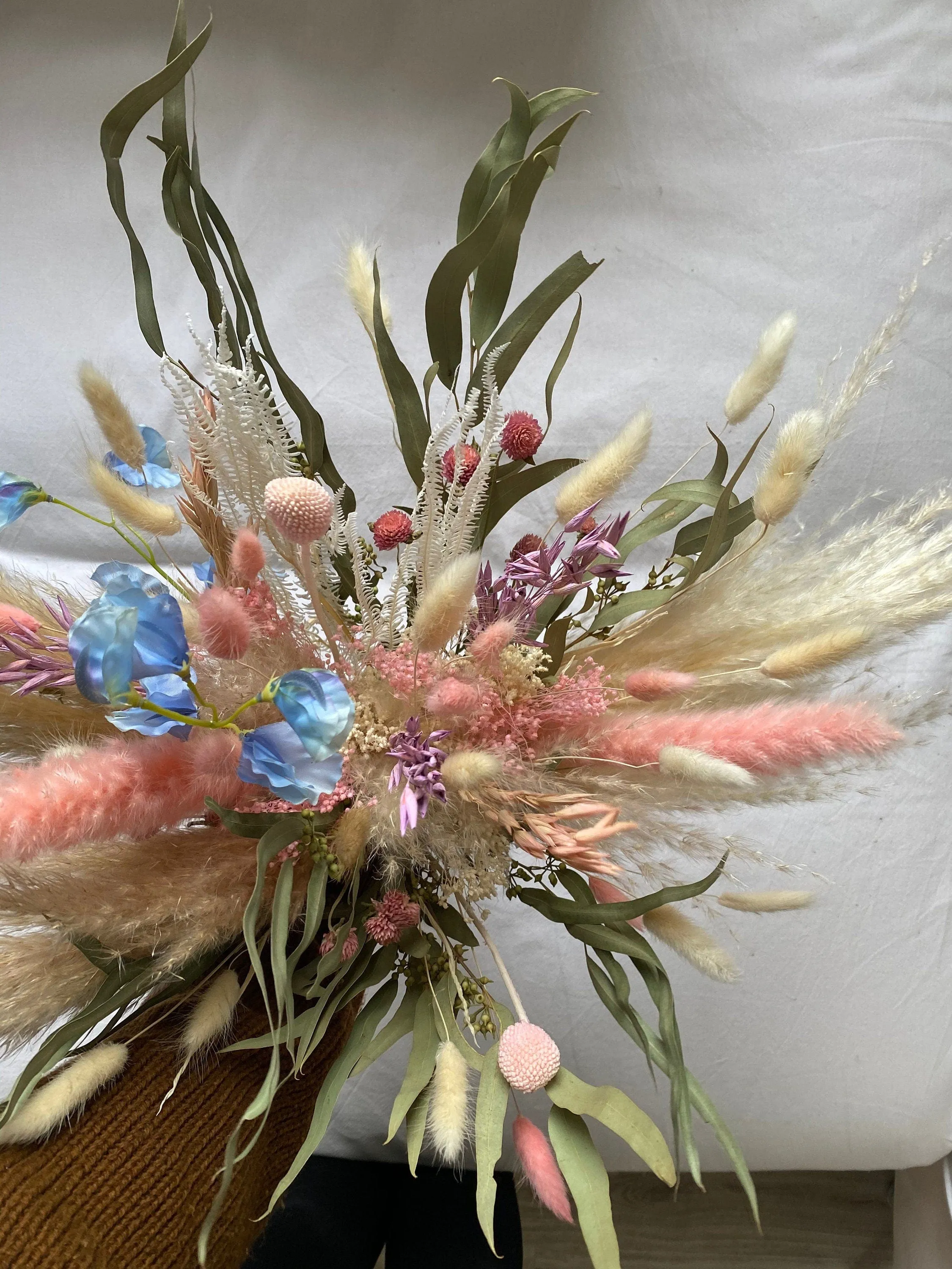 Colourful Dried & Artificial Flowers Bridal Bouquet - Blush Pink & Cream No:2