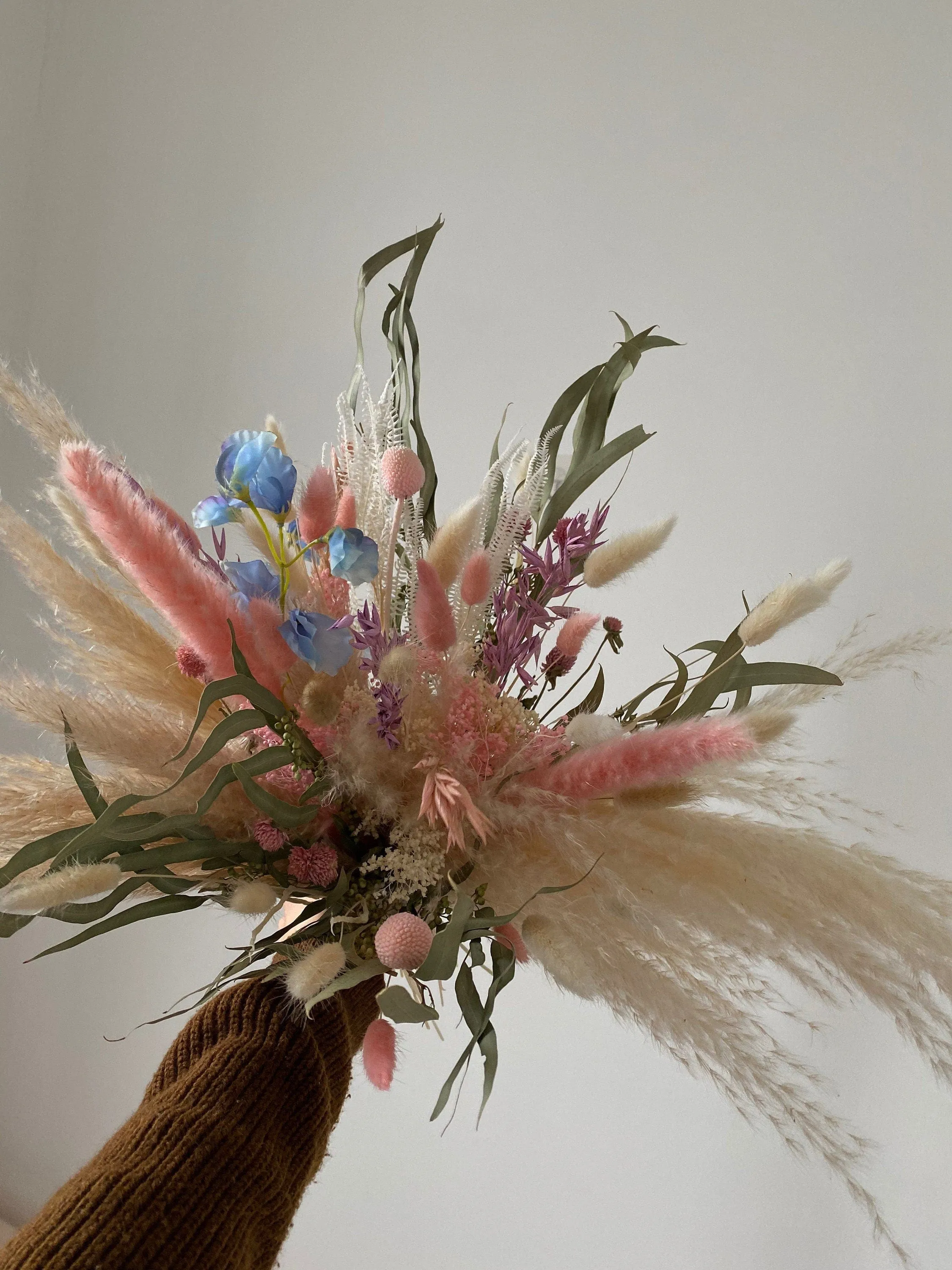 Colourful Dried & Artificial Flowers Bridal Bouquet - Blush Pink & Cream No:2