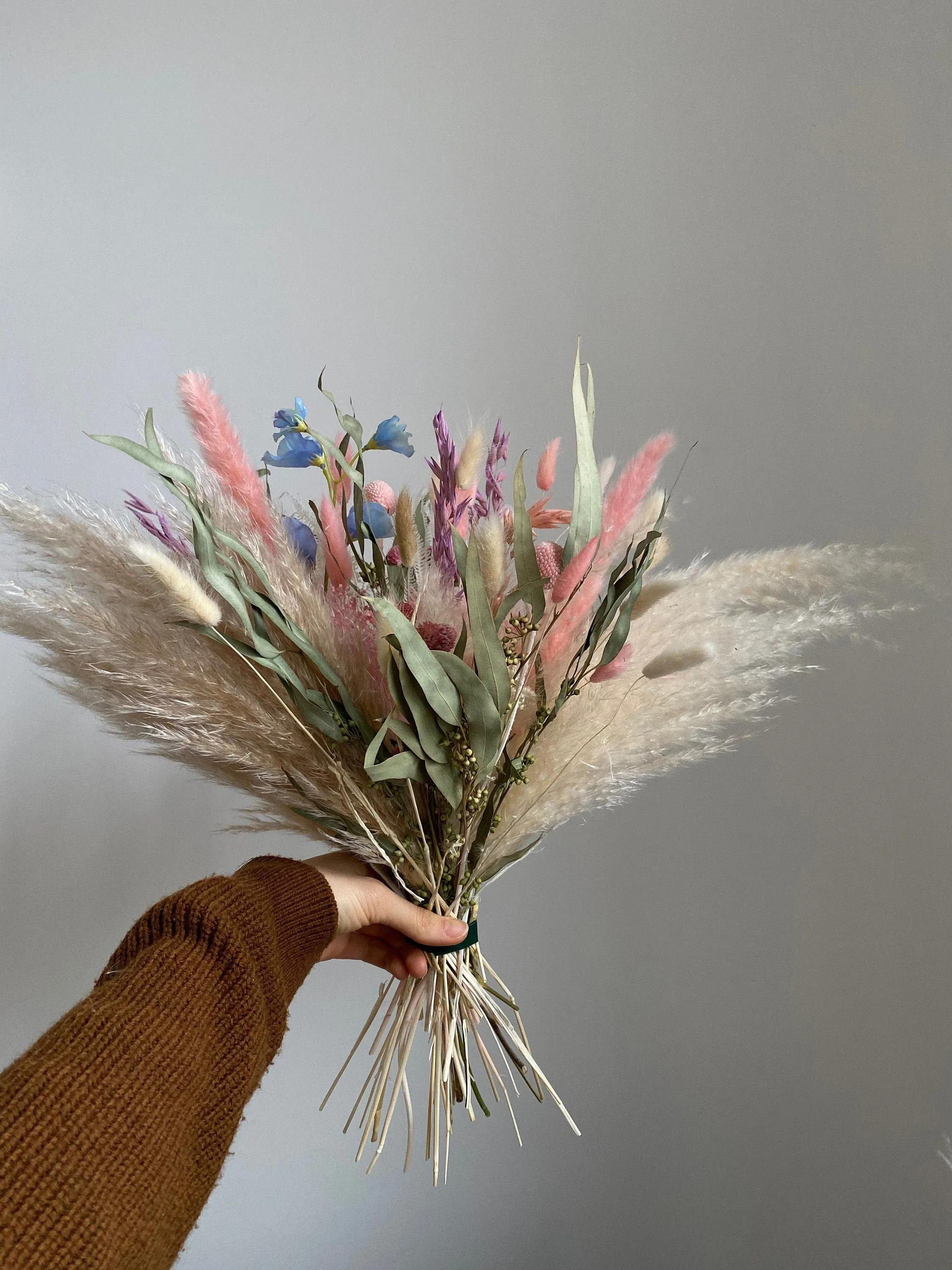 Colourful Dried & Artificial Flowers Bridal Bouquet - Blush Pink & Cream No:2