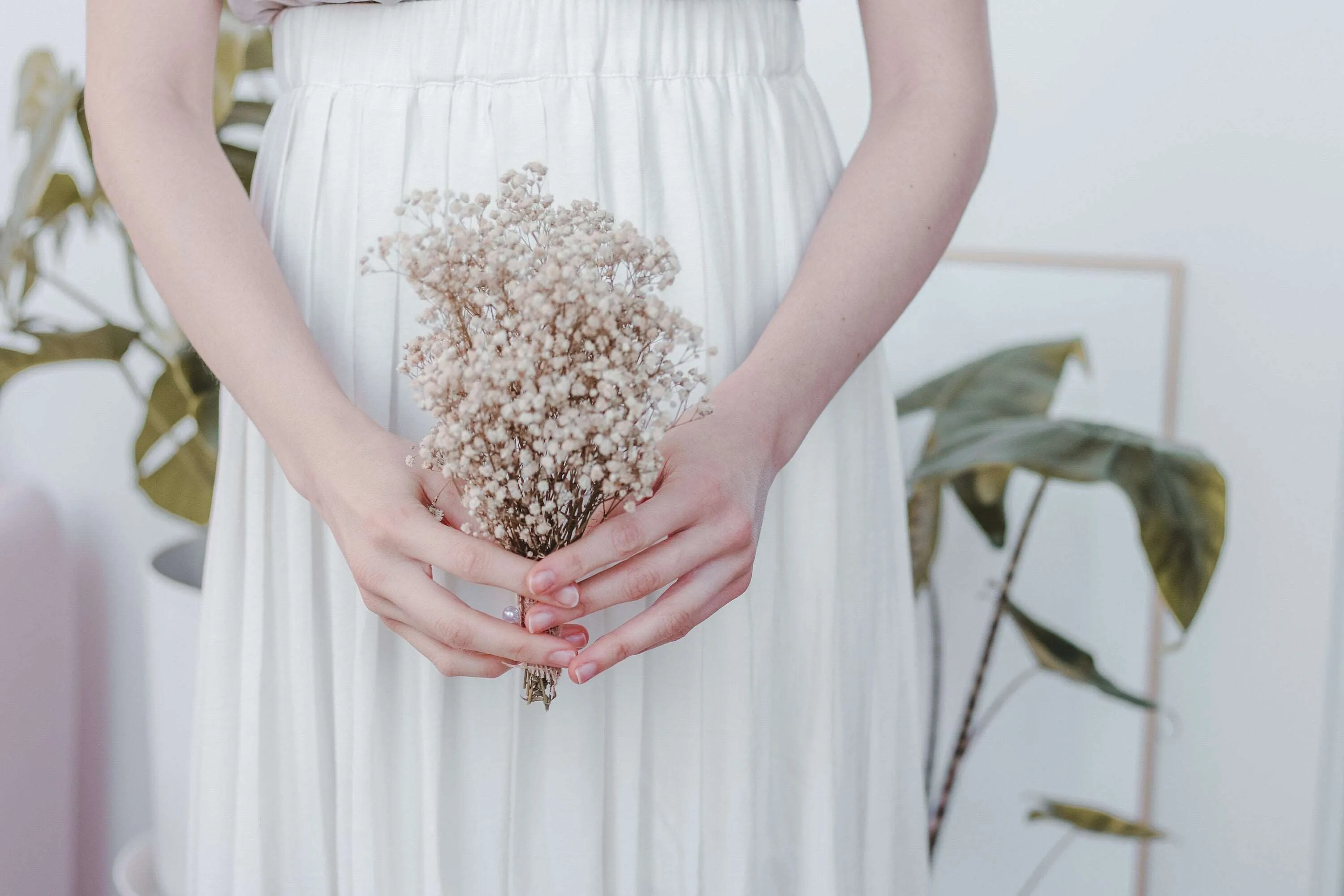 Dried Flowers Bridal Bouquet - Sandy Cream