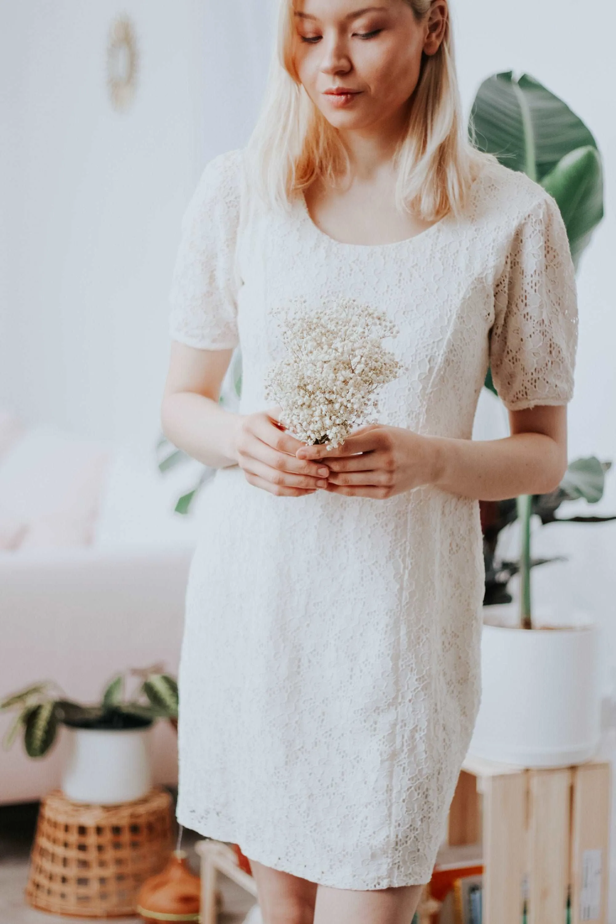 Dried Flowers Bridal Bouquet - Sandy Cream