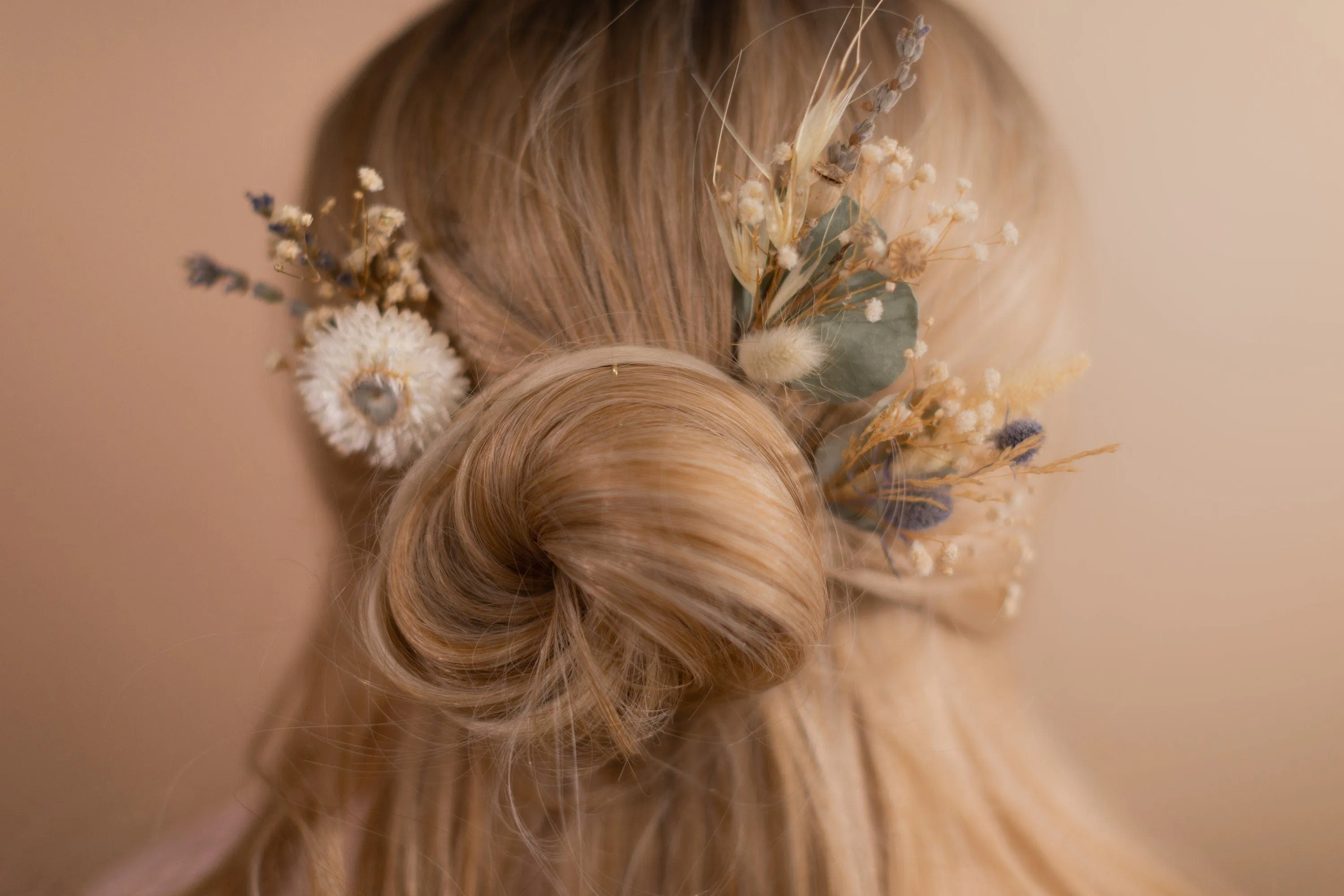 Dried Flowers Bridal Bouquet - Soft Green & Cream