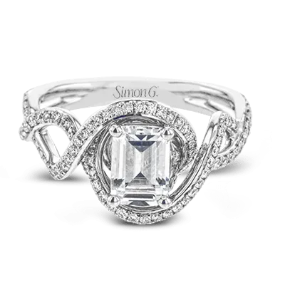 Emerald-Cut Criss-Cross Engagement Ring In 18k Gold With Diamonds