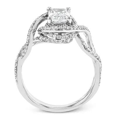 Emerald-Cut Criss-Cross Engagement Ring In 18k Gold With Diamonds