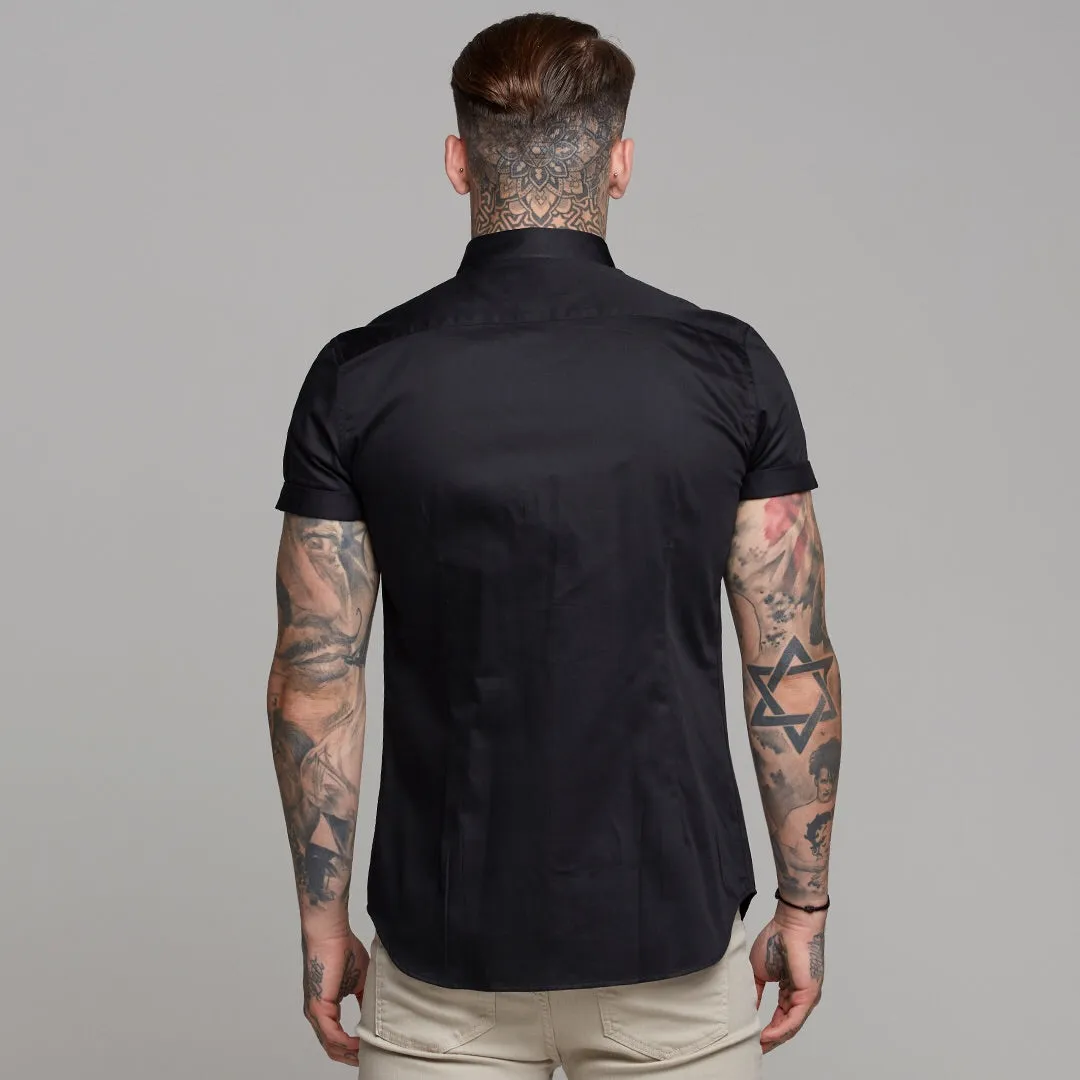 Father Sons Classic Black Luxe Egyptian Cotton Button Down Short Sleeve - FS492