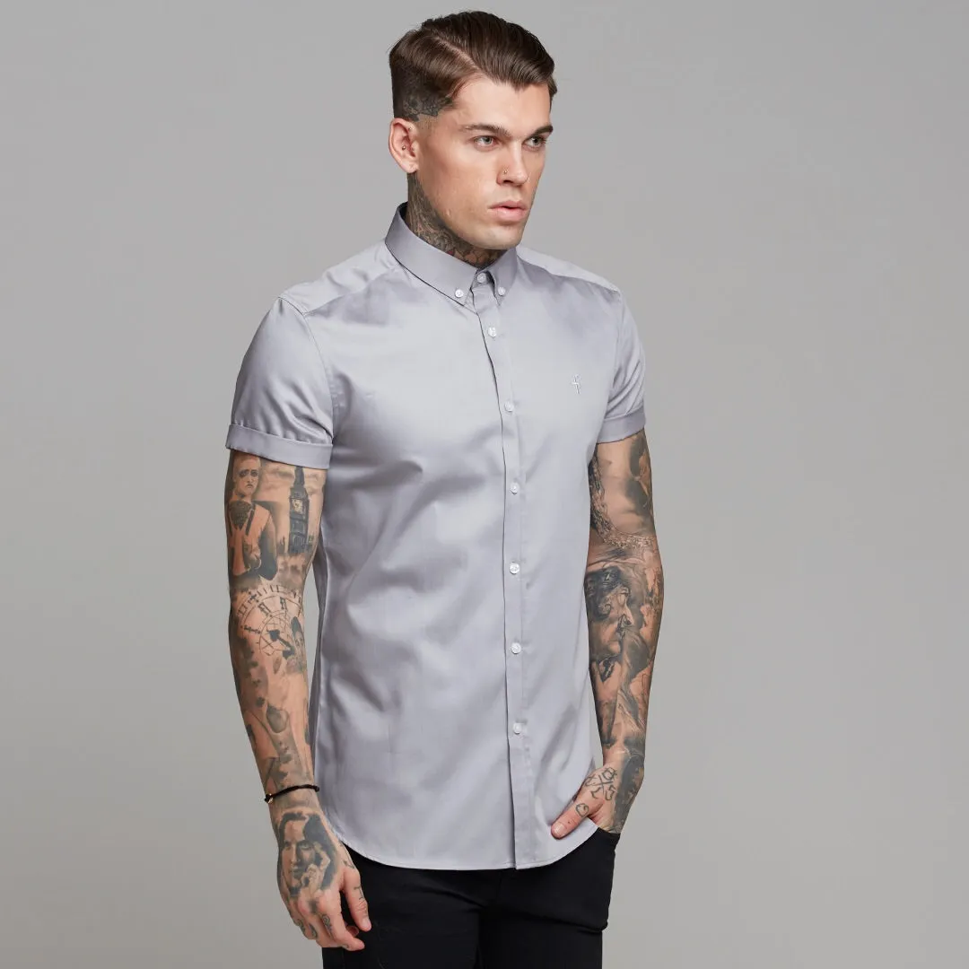 Father Sons Classic Grey Luxe Egyptian Cotton Button Down Short Sleeve - FS490 (LAST CHANCE)