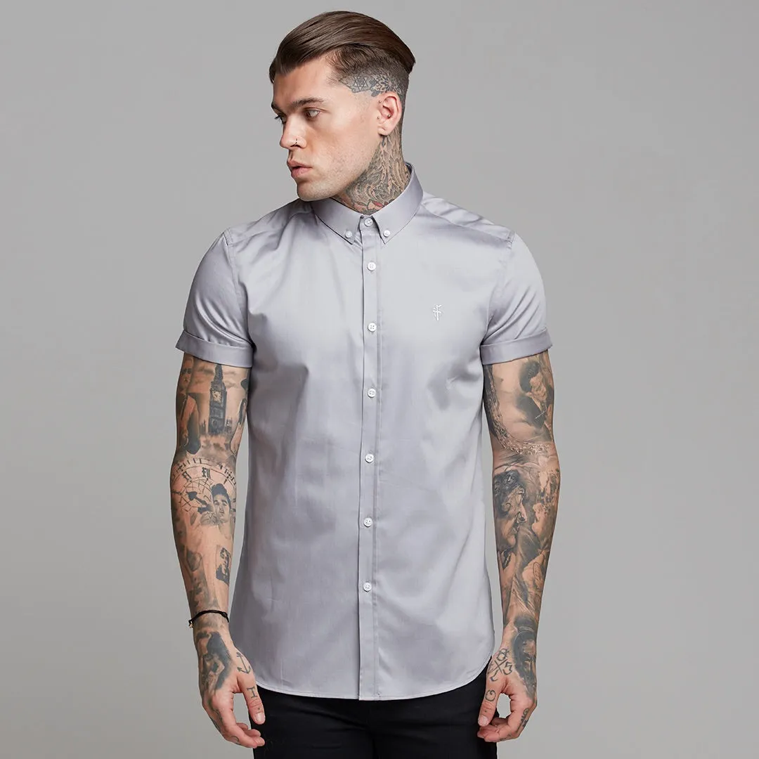 Father Sons Classic Grey Luxe Egyptian Cotton Button Down Short Sleeve - FS490 (LAST CHANCE)