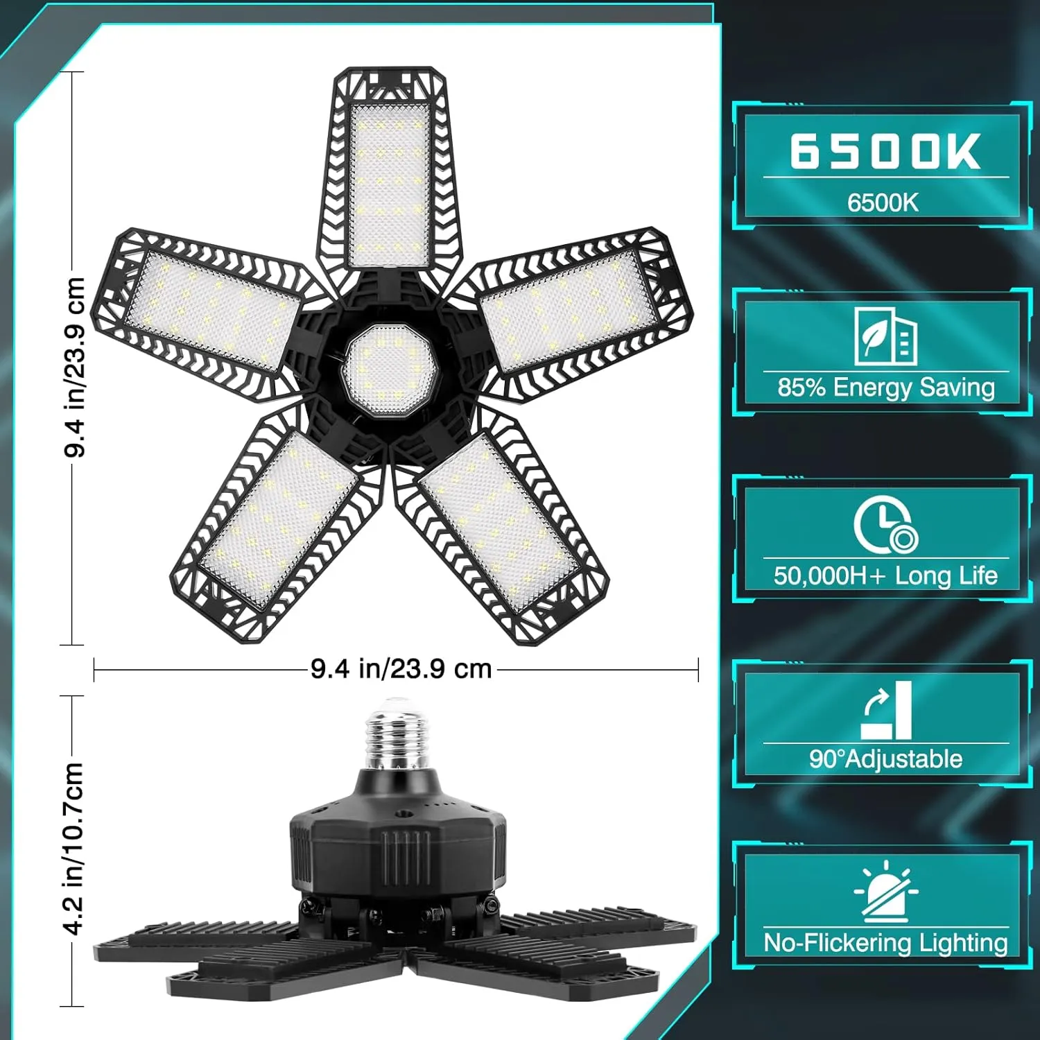 Garage LED Lights Screw in with 5 1 Deformable Panels